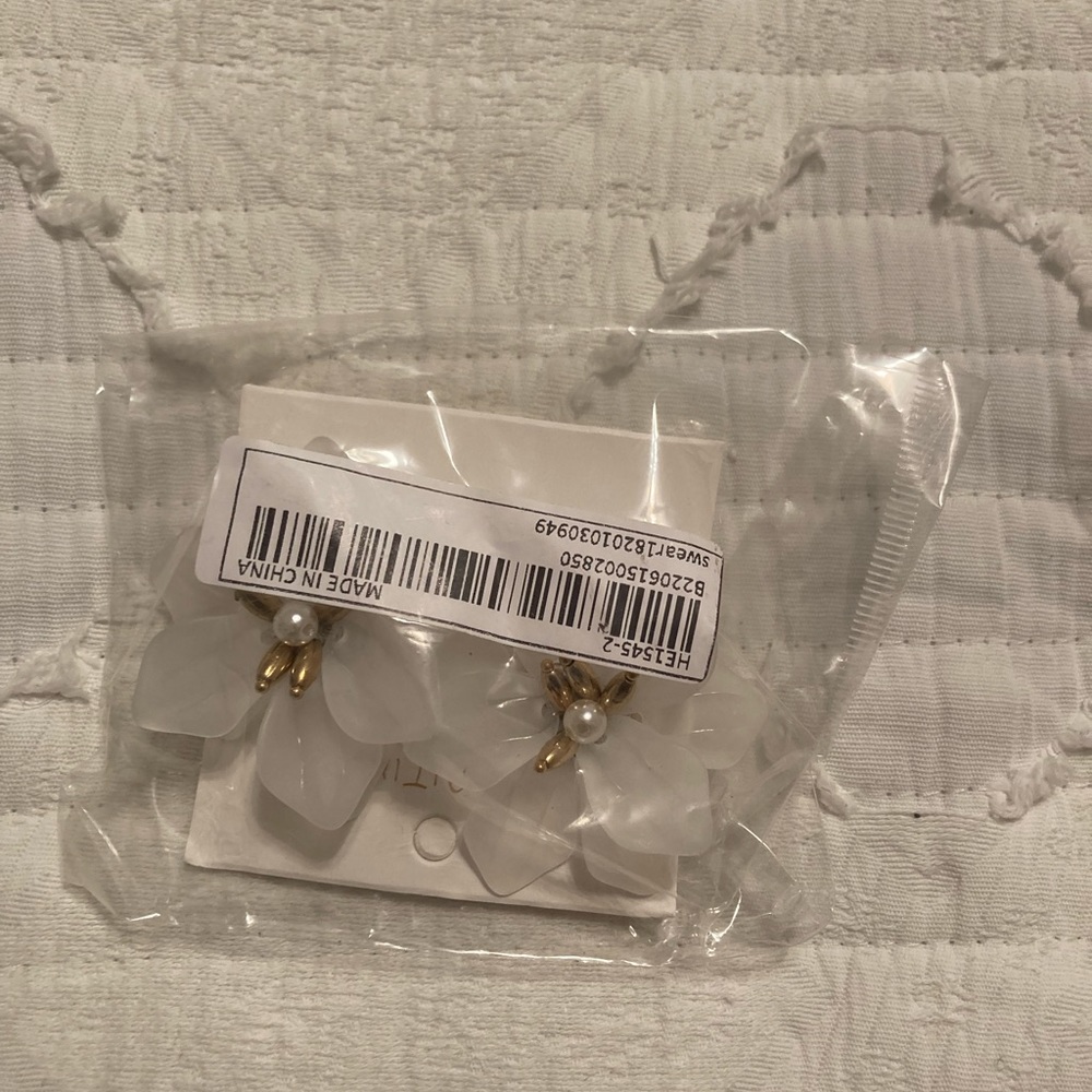 white blossom earring